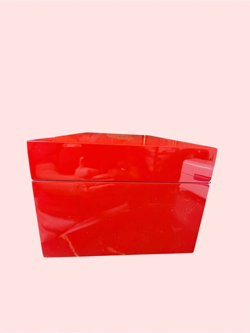ALLURE BEAUTY Red Lacquered Storage Box with Cream Interior